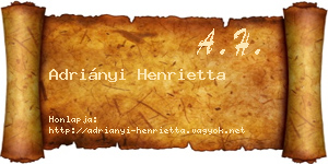 Adriányi Henrietta névjegykártya