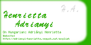 henrietta adrianyi business card