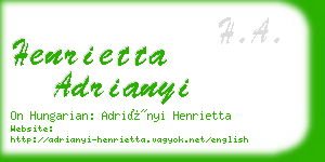 henrietta adrianyi business card